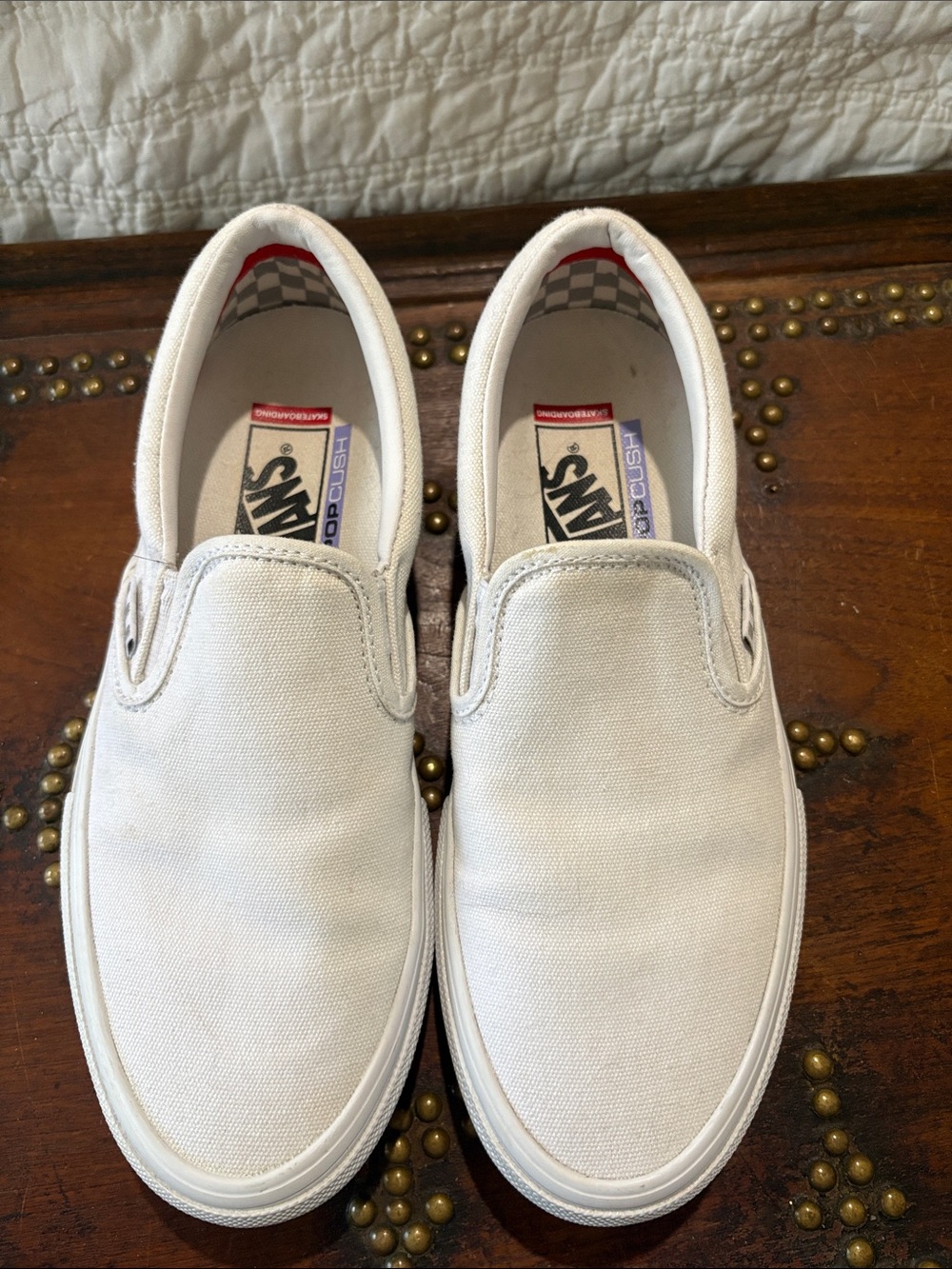 Vans White Canvas Slip-On Loafers